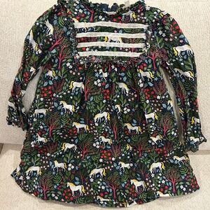 Mini Boden Navy Floral and Animal Print Dress 5/6y EUC